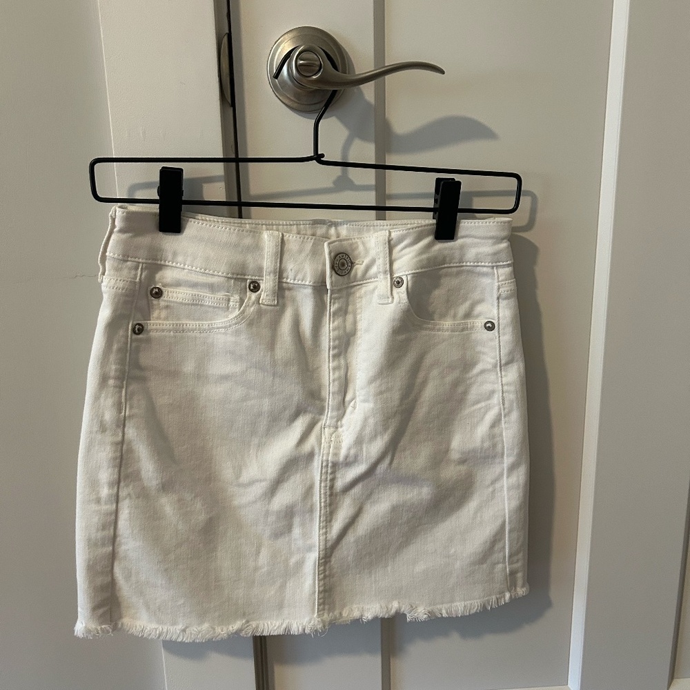 American Eagle White Denim Mini Skirt
